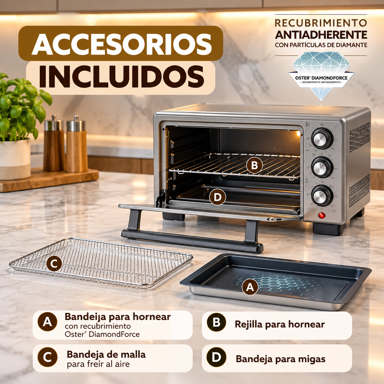 Horno con Freidora de Aire Oster  17 Litros TSSTTV17MAFNS - imagen 7