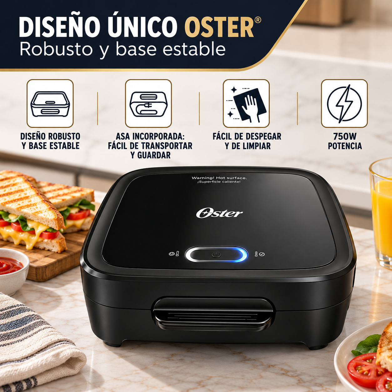 Sandwichera Oster de Platos Hondos Compacta CKSTSM400 - imagen 6