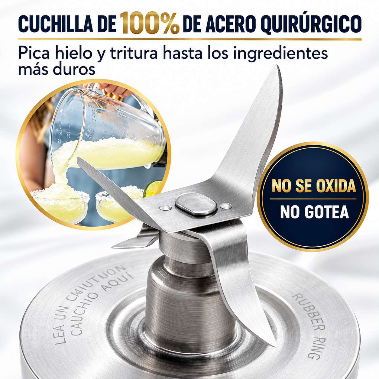 Licuadora Oster 800W de 2 Velocidades con Vaso de Vidrio 1.5L BLSTKAG-WPB Blanca - imagen 5