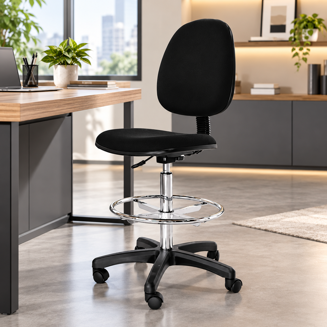 Silla Alta Tipo Cajero Tokoa OS-004NE Negra