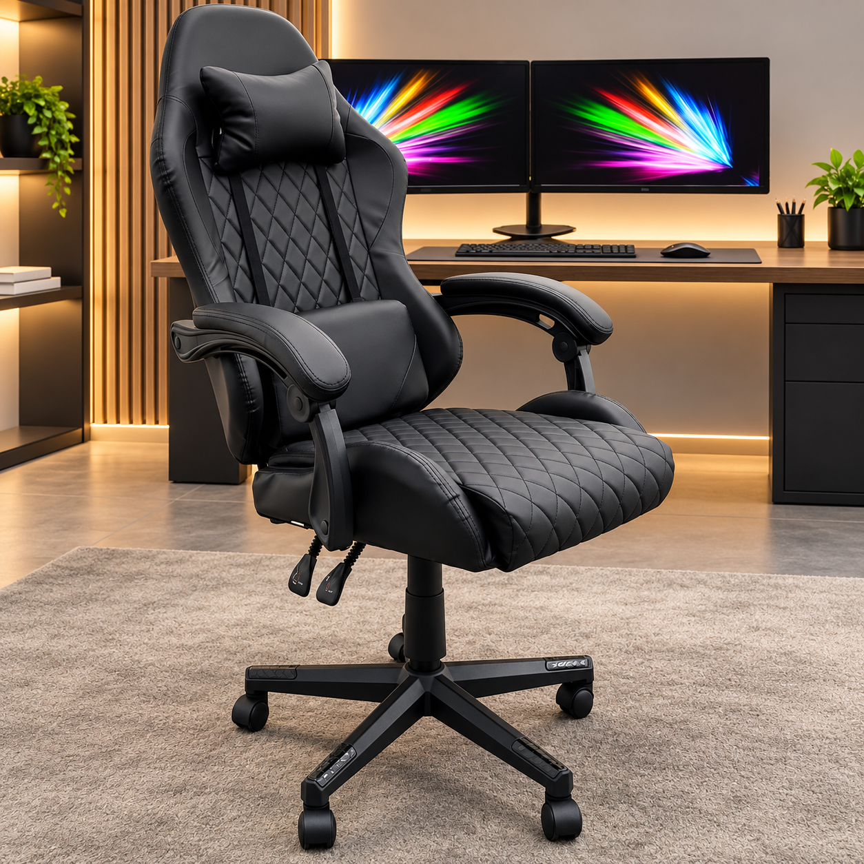 Silla Ejecutiva Gaming Tokoa Vinilo Ergonómica OS-2185 Negro - imagen 1