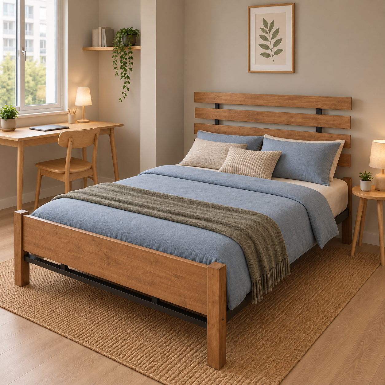 Cama Queen Tokoa de Metal con Respaldo de Madera CA-1710 - imagen 1