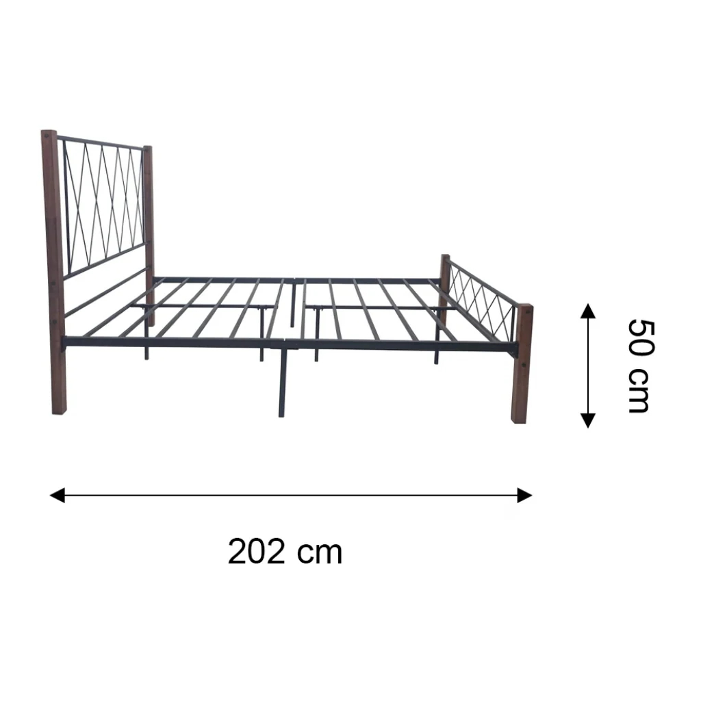 Cama Matrimonial Tokoa de Metal Madera con Respaldo CA-1721 - imagen 3